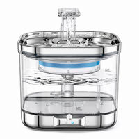 PawRipple PawFlow smart pet water fountain with stainless-steel top, transparent water tank and flowing water