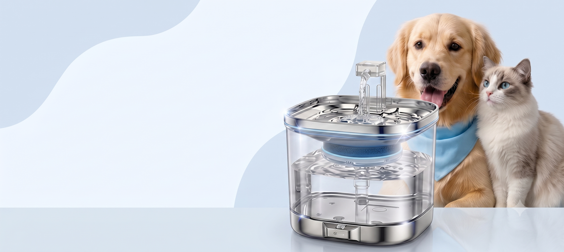 PawFlow smart pet water fountain in a calm modern home